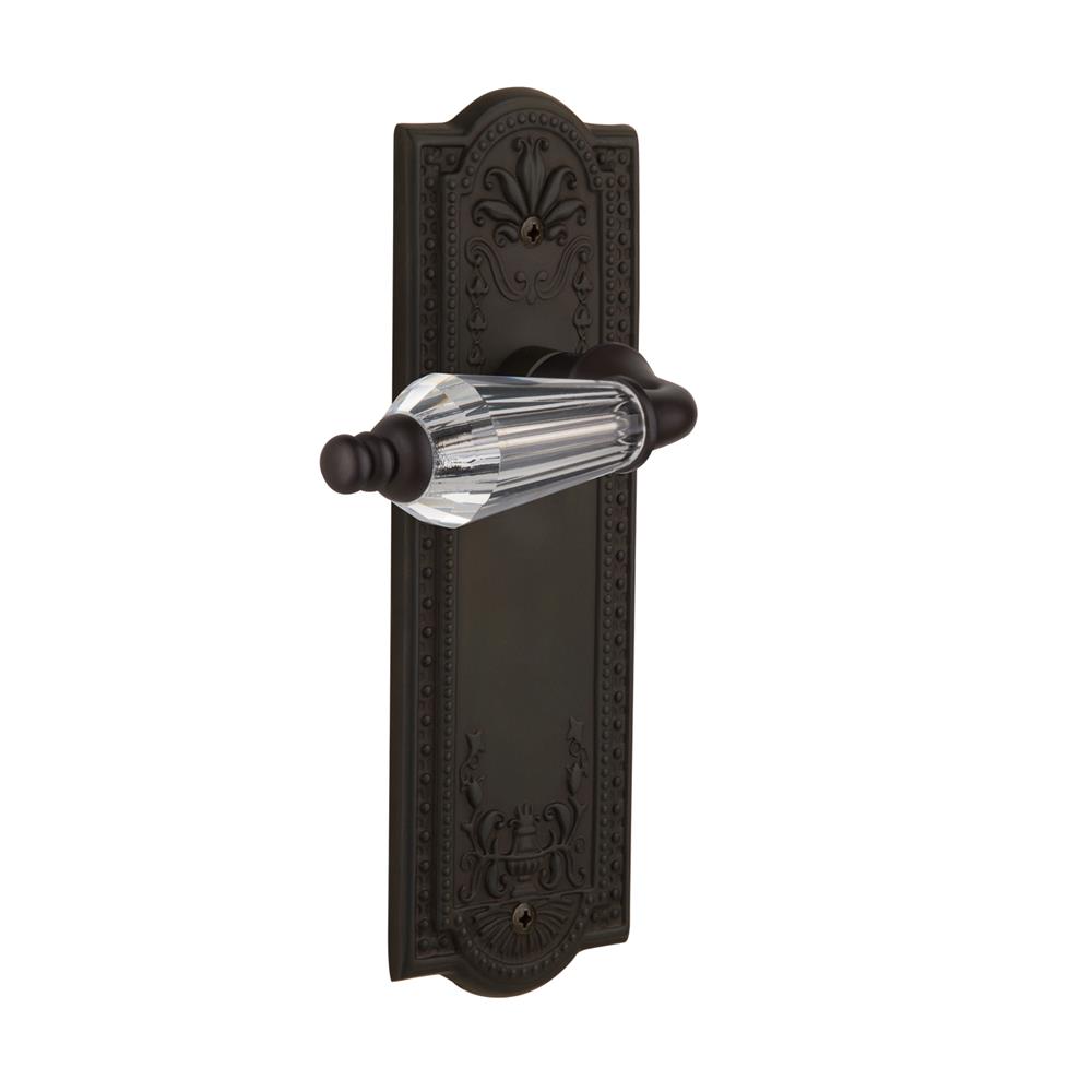 Nostalgic Warehouse MEAPRL Full Passage Set Without Keyhole Meadows Plate with Parlour Lever in Oil-Rubbed Bronze